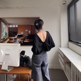 Drop-shoulder Knot-back Top