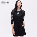 Embroidered Long-sleeve Playsuit