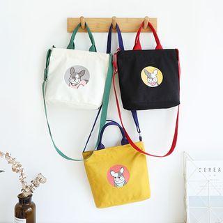 Printed Color Block Canvas Shoulder Bag