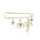 Evil Eye Safety Pin Alloy Brooch Gold - One Size