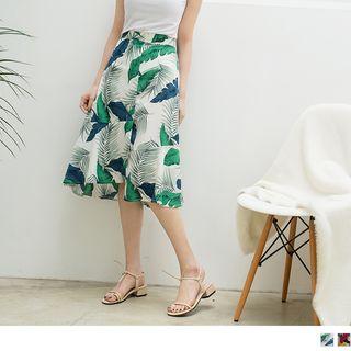 Asymmetric Hem Floral Mermaid Midi Skirt