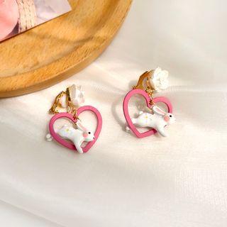 Rose Rabbit Heart Alloy Dangle Earring