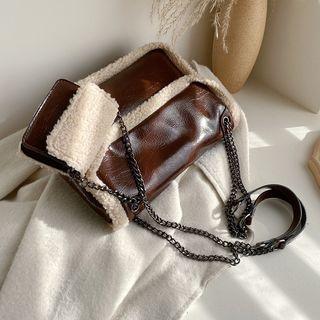 Faux-fur Panel Shoulder Bag