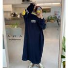 Letter-printed Oversized Maxi Pullover Dress