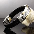Stainless Steel Faux Leather Bracelet