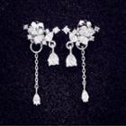 925 Sterling Silver Rhinestone Dangle Earring 1 Pair - Earrings - Back - Sme - One Size