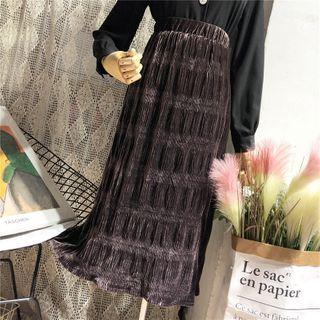 Pleated Velvet Shift Dress