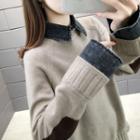 Color Block Panel Knit Sweater