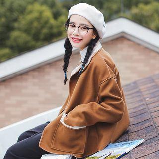 Color-block Loose-fit Open-front Jacket