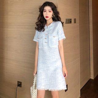 Short-sleeve Frayed Dress