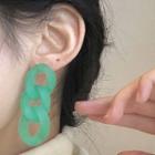 Chained Drop Ear Stud 1 Pair - 1244a# - Bluish Green - One Size