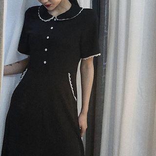 Lace-collar Short-sleeve Dress