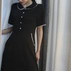 Lace-collar Short-sleeve Dress