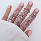 Set Of 20: Rhinestone Alloy Ring (assorted Designs) Silver - One Size