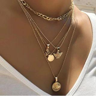 Angel Pendant Layered Alloy Choker Necklace