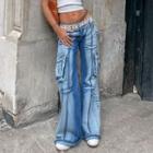 Low Waist Tie-dyed Boot-cut Jeans