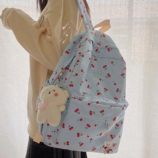 Cherry Print Zip Backpack