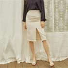 Zip-back Slim H-line Skirt