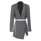 Set: Cropped Chained Blazer + Irregular Mini Pencil Skirt