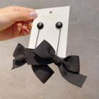 Bow Drop Earring 1 Pair - Drop Earring - Silver Pin - Long - Bow - Black - One Size