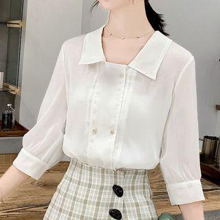 3/4-sleeve Double-breasted Shirt