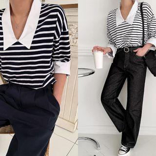 Chelsea-collar Stripe T-shirt
