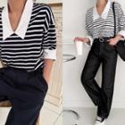 Chelsea-collar Stripe T-shirt