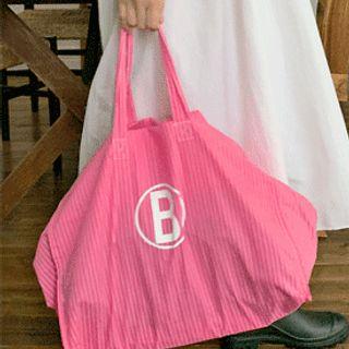 Letter Pinstripe Shopper Bag