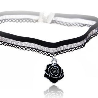 Flower Lace Choker X221 - Black - One Size