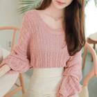 V-neck Cable-knit Oversize Top