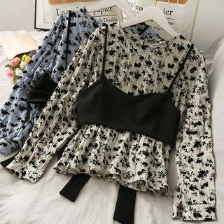 Set: Printed Loose Top + Camisole Top