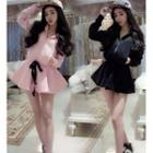 Drawstring Waist Hooded Long-sleeve A-line Dress