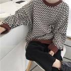 Plaid Crew Neck Sweater As Shown In Figure - One Size