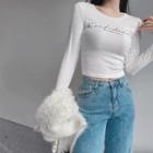 Slim-fit Cropped Letter T-shirt