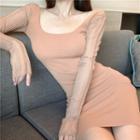 Long-sleeve Mini Sheath Dress / Tank Top