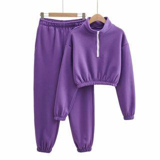 Set: Half-zip Sweatshirt + High-waist Sweatpants