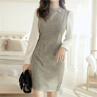 Chiffon-sleeve M Lange Mini Sheath Dress