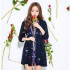 Floral Embroidered Tie-waist V-neck Sheath Dress