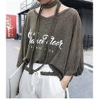 Set: Elbow-sleeve Lettering T-shirt + Sweatpants