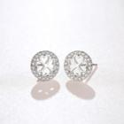 925 Sterling Silver Rhinestone Clover Earring 1 Pair - Clover Earring - One Size