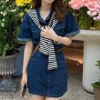 Short-sleeve Denim Shirt Dress (various Designs)