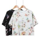 Short-sleeve Floral Cropped T-shirt