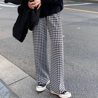 Houndstooth High-waist Wide-legs Pants