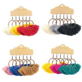 3 Pair Set : Tassel Fringed Dangle Earring