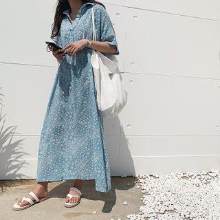 Half-placket Paisley Maxi Shirtdress