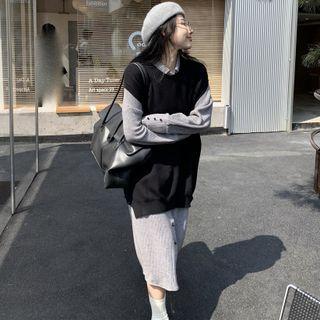 Plain Long Cardigan / Sweater Vest