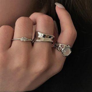 Rhinestone / Moonstone / Wavy Sterling Silver Ring (various Designs)