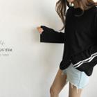 Contrast-trim Raglan-sleeve T-shirt