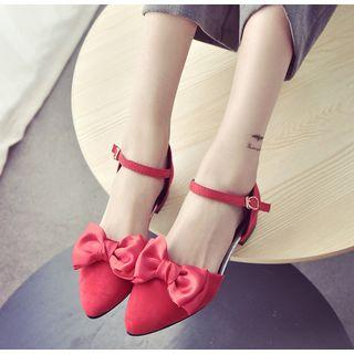 Bow Ankle Strap Pointed Flats