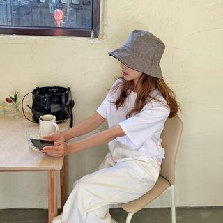 Wool Blend Herringbone Bucket Hat One Size